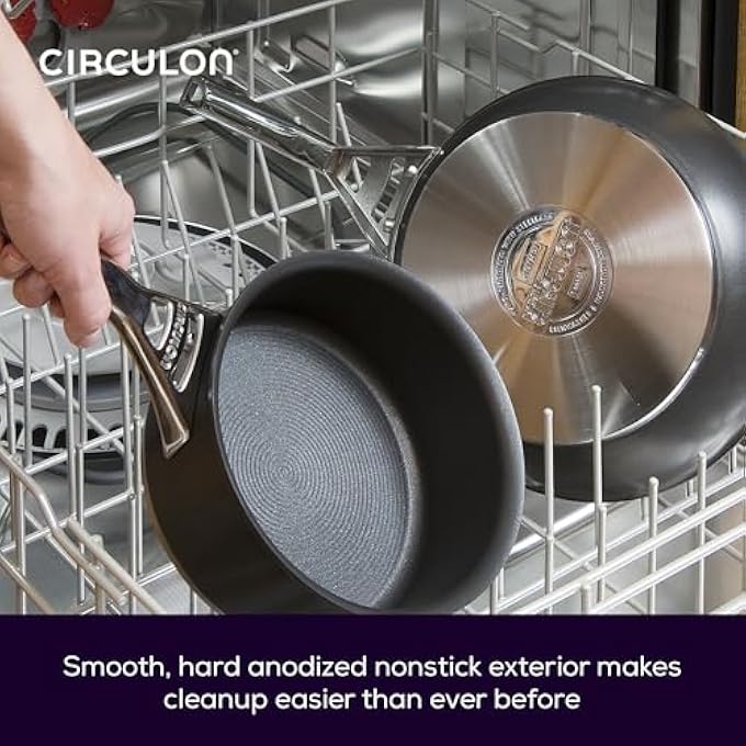 سركيولن مقلاة إنفينيت غير لاصقة تعمل بالحث الحراري مع مقابض من الفولاذ المقاوم للصدأ، آمنة للاستخدام في غسالة الأطباق، مقلاة متينة، وعاء طهي أسود 20 سم 80675 - Image 5