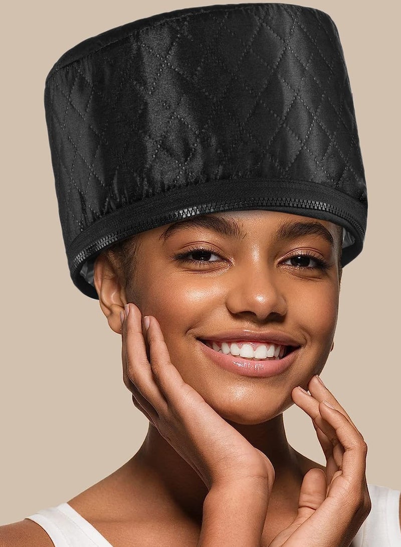 Generic Hair Care Thermal Head Spa Cap Treatment With Beauty Steamer Nourishing Heating Cap, Spa Cap For Hair, Spa Cap (Black) 