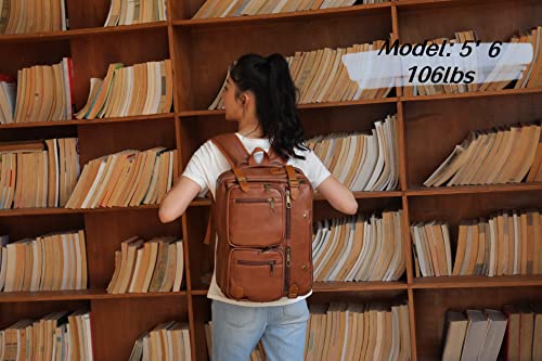 BAOSHA Men Vegan Leather Briefcase Backpack Hybrid 17 Inch Laptop Bag Case Business Messenger bag HB-22 (Brown) - Image 5