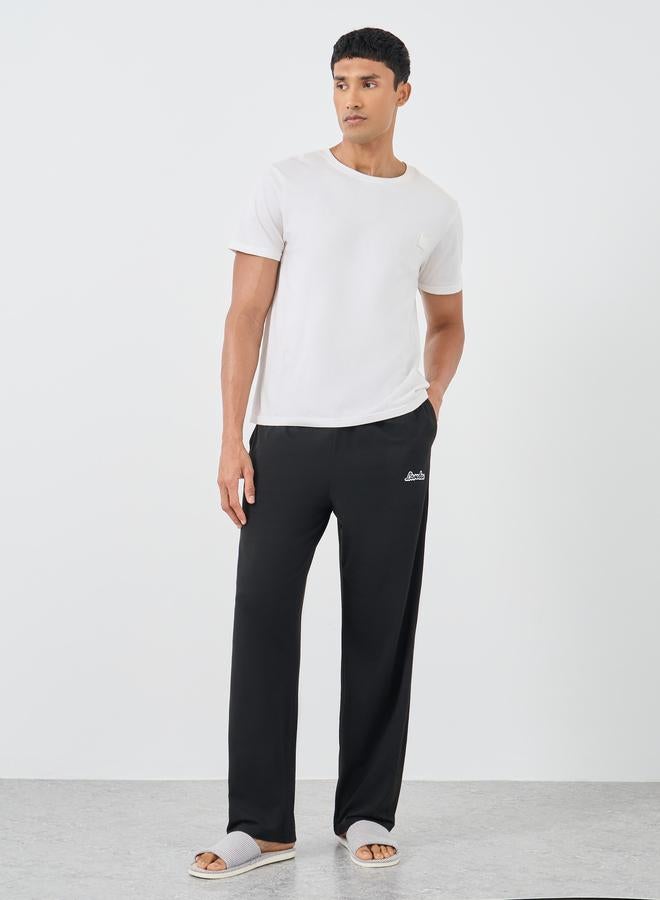 Styli Slogan Print Open Hem Pyjama with Elastic Waist - Image 2