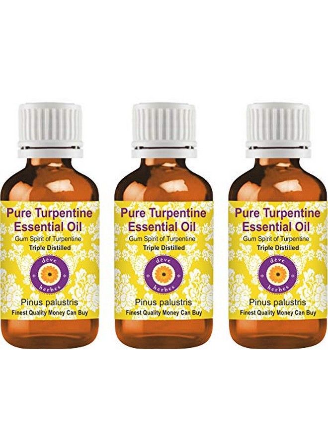 Deve Herbes Pure Turpentine Essential Oil (Pinus Palustris) Steam Distilled Triple Distilled 100Ml (Pack Of Three)Gum Spirit Of Turpentine - Image 1