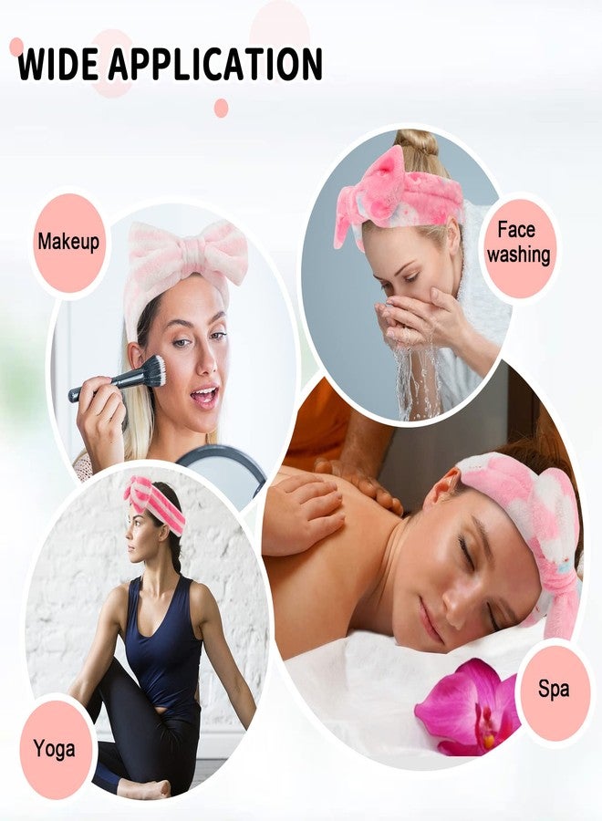 WHAVEL 9 Pack Pink Microfiber Hairband for Washing Face, Makeup Headband Skincare Headbands with Cute Bow, Fluffy Face Wash Headband for Women - Image 4