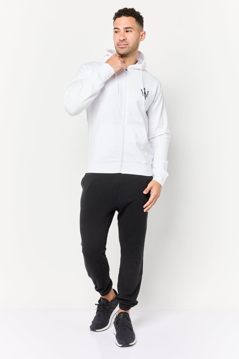 Maserati Men Brand Logo Long Sleeves Hoodie, White  - Image 2