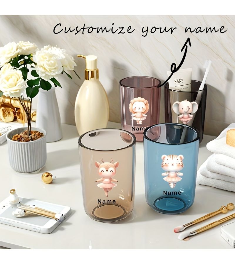 Creative Transparent Mouthwash Cup Crr-78740 Blue Minimalist Design Lightweight Shatter Resistant Space Saving The Cow - Image 1