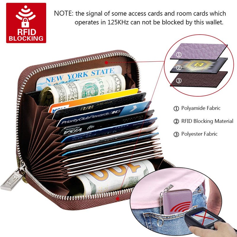 FurArt محفظة بطاقات الائتمان من FurArt، حافظة بطاقات بسحاب للرجال والنساء، مانعة لتسرب RFID، محفظة مع حلقة مفاتيح، حجم مدمج - Image 5