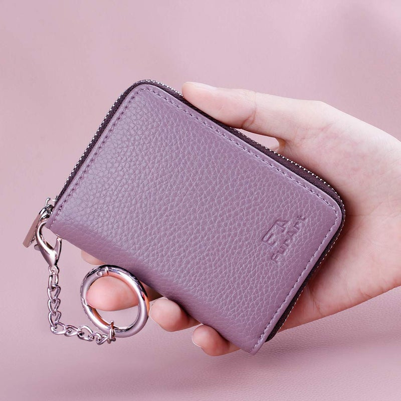 FurArt محفظة بطاقات الائتمان من FurArt، حافظة بطاقات بسحاب للرجال والنساء، مانعة لتسرب RFID، محفظة مع حلقة مفاتيح، حجم مدمج - Image 4