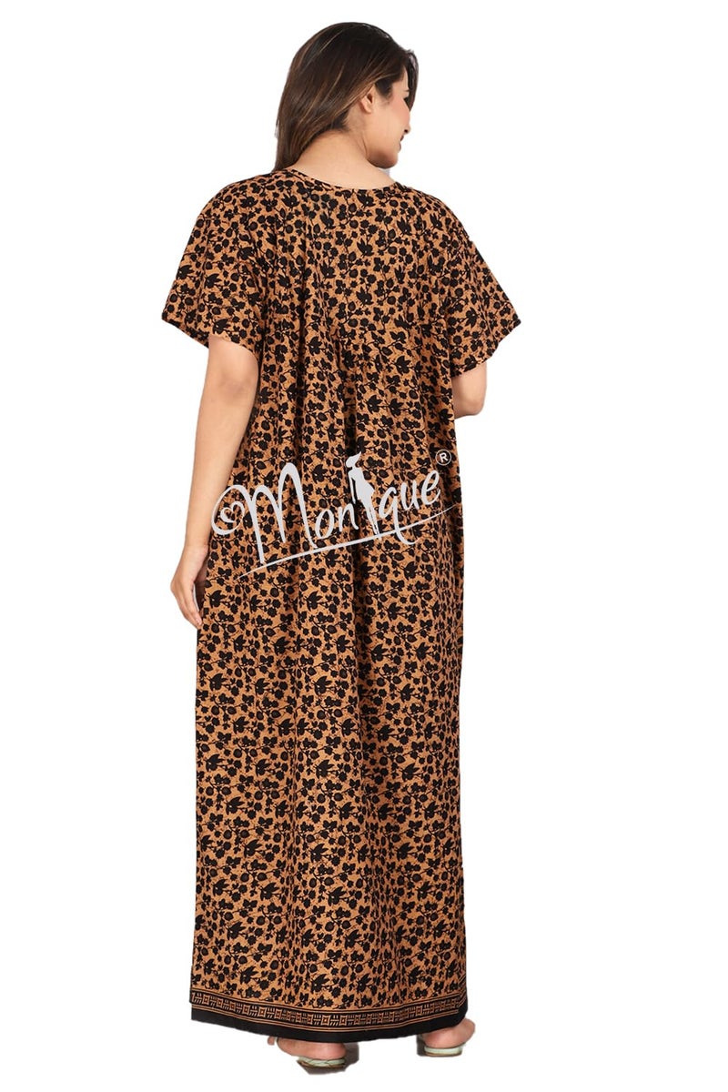 Monique Brand Cotton Nighty for Women — Floral Printed Stylish Night Gown, Comfortable Sleepwear Long Nightwear, Maxi- Free Size (Size - M to XXL-44) - Image 4