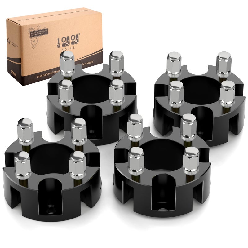 10L0L 2 Inch Golf Cart Wheel Spacers Kit with Lug Nuts Fits for Yamaha Club Car EZGO ATV, 4X4(101.6mm) Bolt Pattern, 2.68''(68mm) Hub Bore, 1/2-20 Studs (4 Pack),Black - Image 4