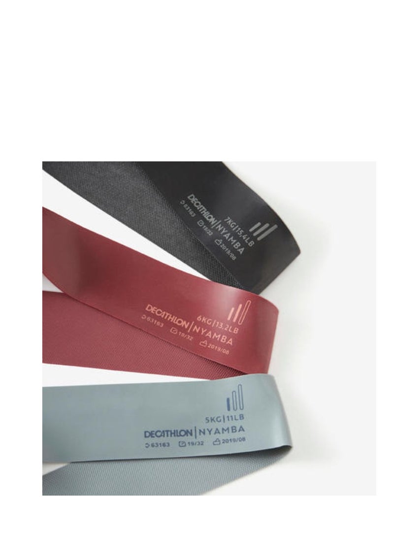 Domyos Fitness Elastic Bands Tri-Pack (5-6-7 kg) - Grey/Burgundy/Black  - Image 2