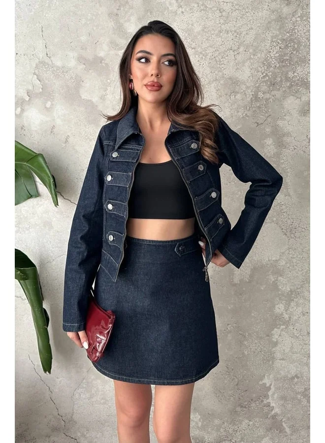 END BLACK Blue Denim Twin Set L Blue.