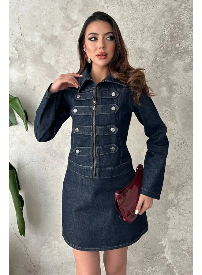 END BLACK Blue Denim Twin Set L Blue.
