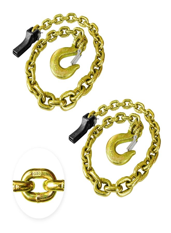 YATOINTO 2-Pack Grade 80 Trailer Safety Chain 35 Inch with 5/16'' Clevis Snap Hook and Chain Retainer | 18,800 lbs Break Strength | Transport Chain for Towing - Image 1
