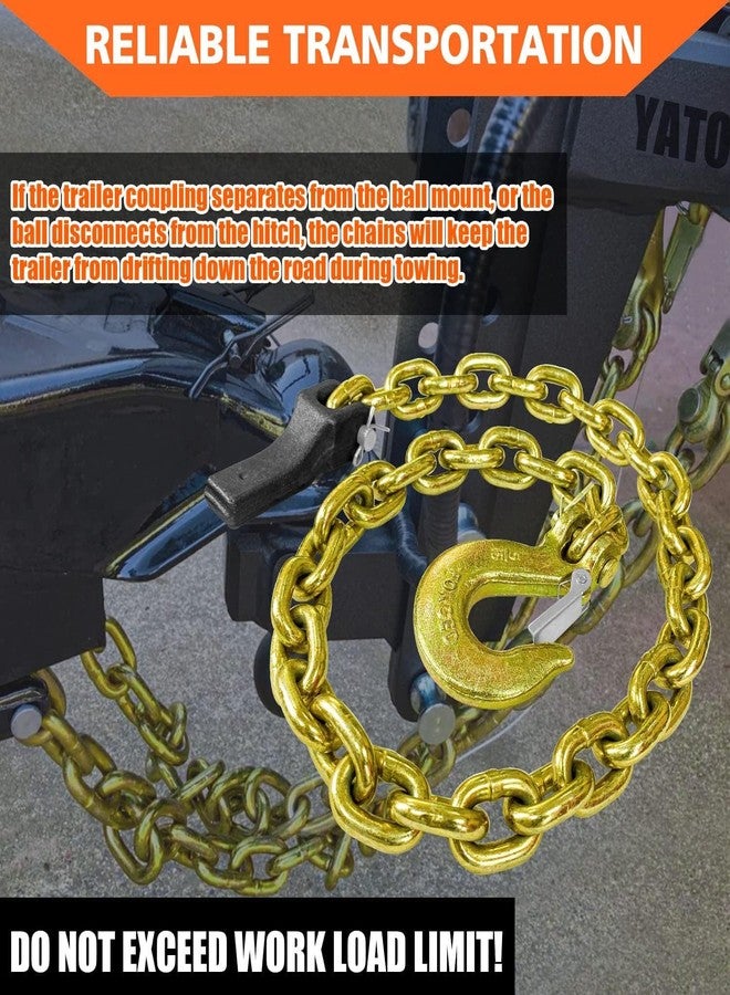 YATOINTO 2-Pack Grade 80 Trailer Safety Chain 35 Inch with 5/16'' Clevis Snap Hook and Chain Retainer | 18,800 lbs Break Strength | Transport Chain for Towing - Image 2