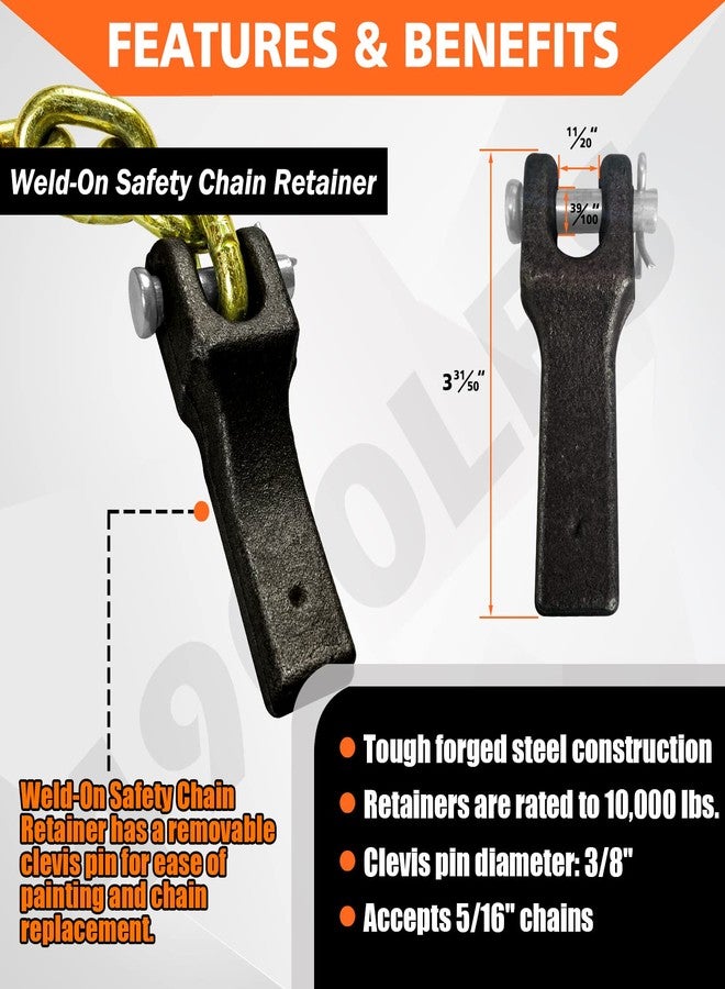 YATOINTO 2-Pack Grade 80 Trailer Safety Chain 35 Inch with 5/16'' Clevis Snap Hook and Chain Retainer | 18,800 lbs Break Strength | Transport Chain for Towing - Image 4