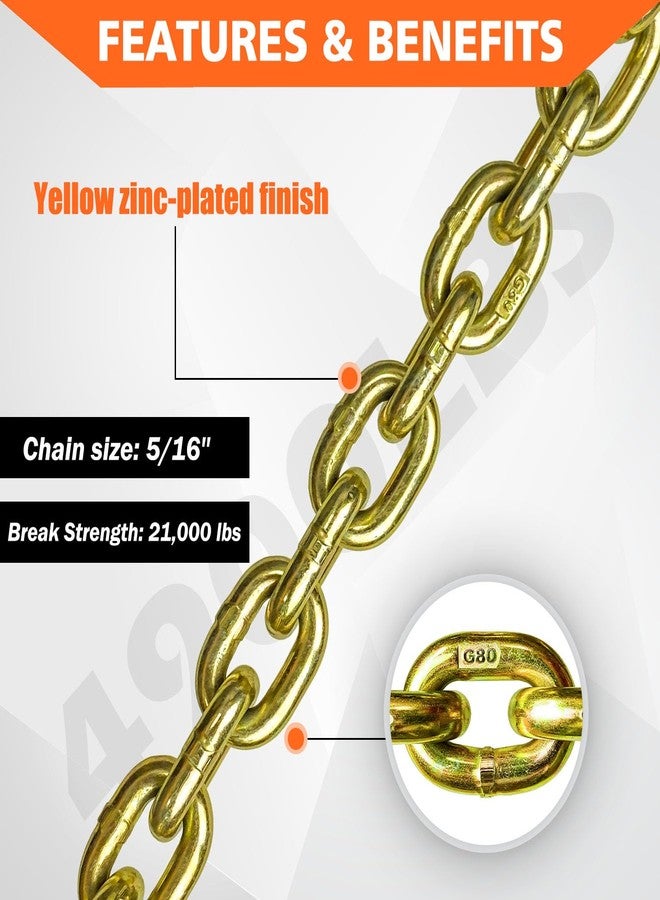 YATOINTO 2-Pack Grade 80 Trailer Safety Chain 35 Inch with 5/16'' Clevis Snap Hook and Chain Retainer | 18,800 lbs Break Strength | Transport Chain for Towing - Image 3