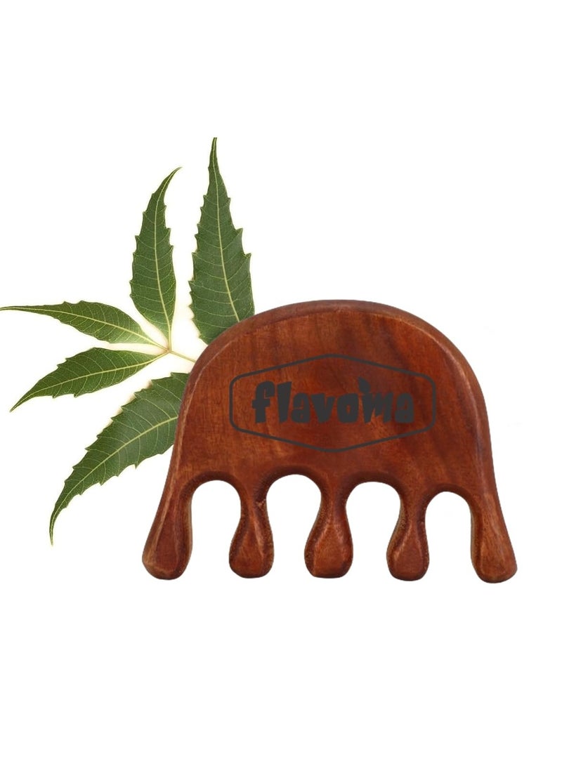 Flavoma Neem Wood Wide Tooth Hair and Scalp Massager Comb | Tooth Design Multi-Functional Tool Scraping | Multifunctional Meridian Massage Comb | Ideal for Head and Neck Massage | Scalp Massage No Static Head Massager Tool Physical Therapy - Image 1