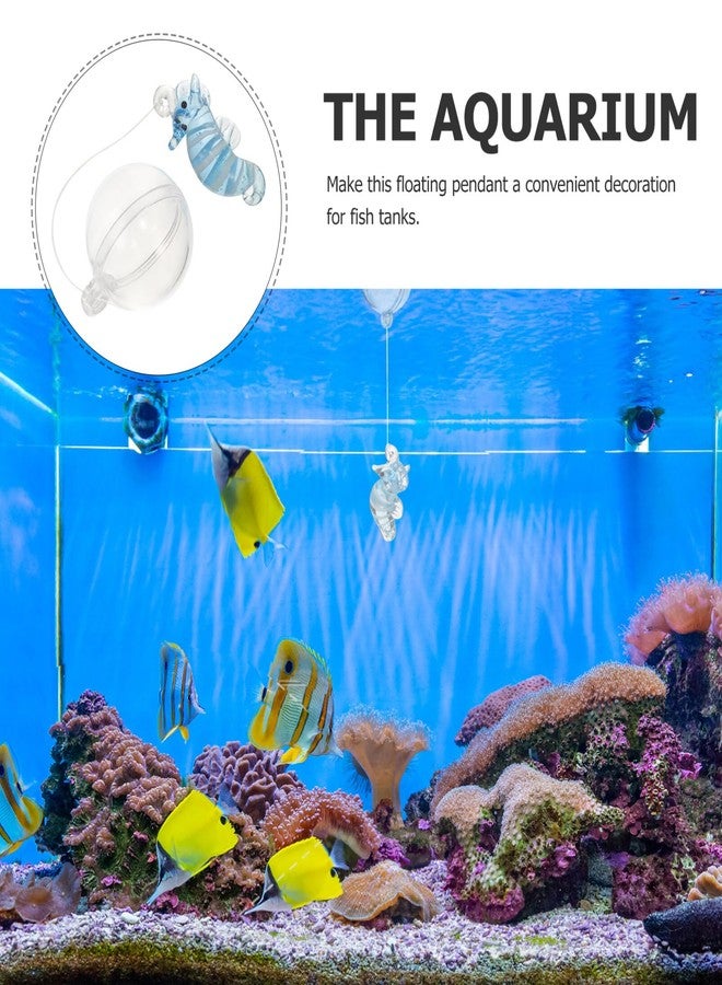 سوبفوكس ديكور عائم على شكل حصان بحر زجاجي من SUPVOX: زينة زرقاء متوهجة لحوض السمك، مناسبة لتزيين المنزل والمكتب. - Image 2