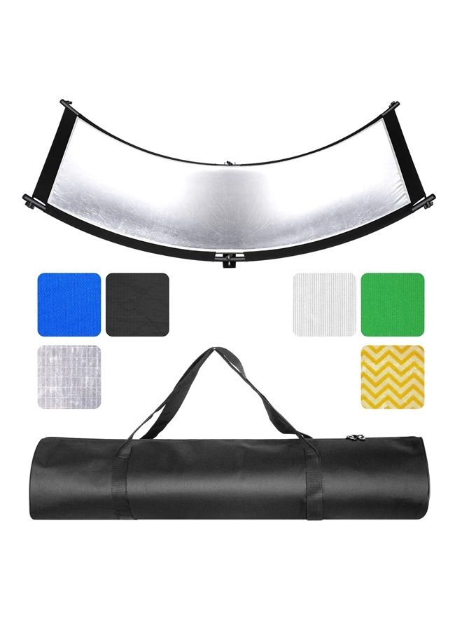 Neewer عاكس ضوء صدفي، عاكس إضاءة منحني للتصوير الفوتوغرافي مقاس 66 بوصة × 24 بوصة بألوان الأسود والفضي والأبيض والذهبي والأخضر الكروماكي والأزرق (الحامل غير متضمن)