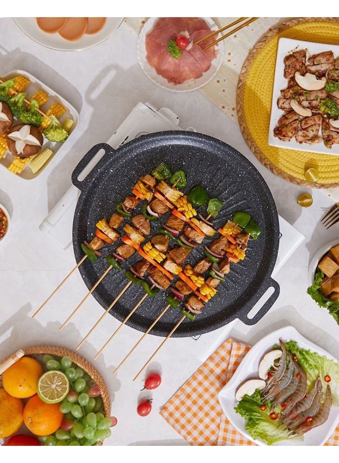 general Barbecue Grill Pan Nonstick Outdoor Griddle Plate Stone Coating for Camping Household Use and BBQ 12-Inch Cast Iron Cooking Surface - Image 3