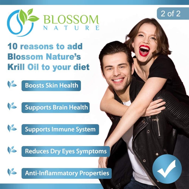 Blossom Nature Antarctic Krill Oil Softgels1600mg per Serving with 2mg Astaxanthin High Omega3 174mg EPA  120mg DHA in Phospholipid FormSupports Joint Heart Skin  Brain Health60 LemonFlavored Softgels - Image 5