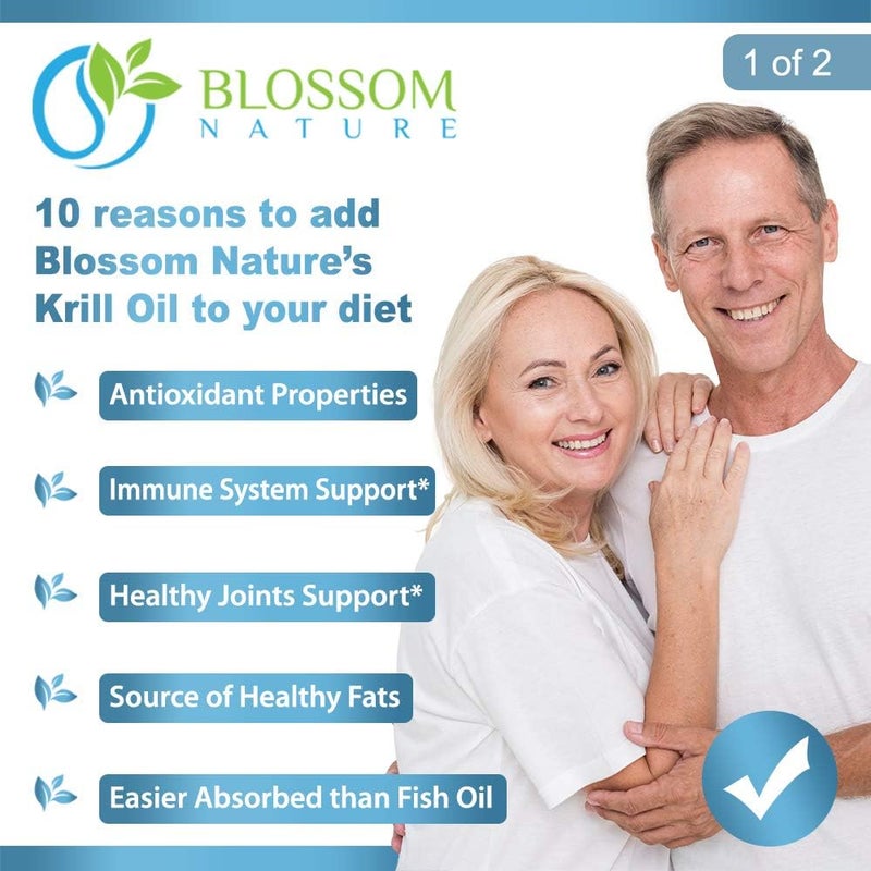 Blossom Nature Antarctic Krill Oil Softgels1600mg per Serving with 2mg Astaxanthin High Omega3 174mg EPA  120mg DHA in Phospholipid FormSupports Joint Heart Skin  Brain Health60 LemonFlavored Softgels - Image 4