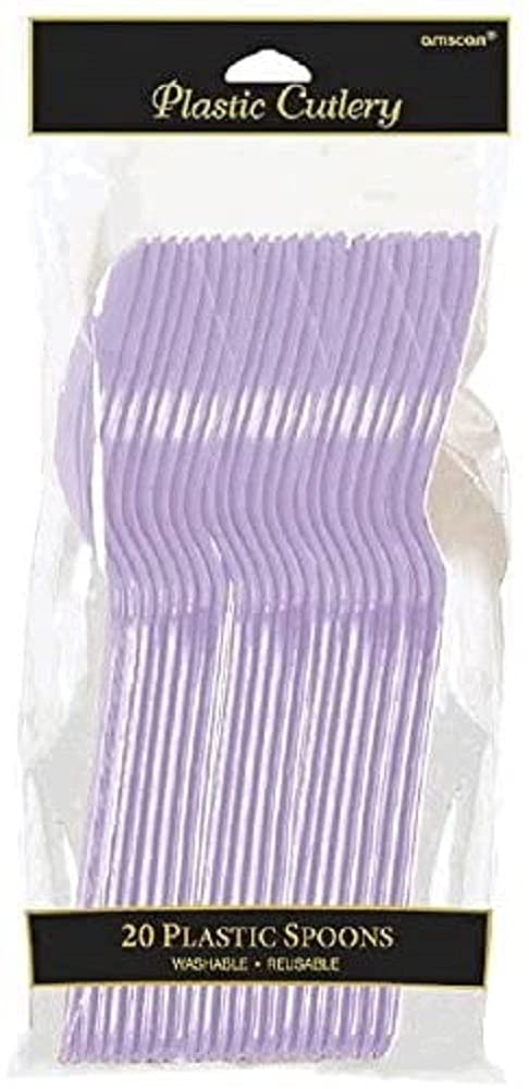 Amscan Vibrant Lavender Plastic Spoons (Pack Of 20) - Eco-Friendly  Durable & Eye-catching  Perfect For Parties & Events
