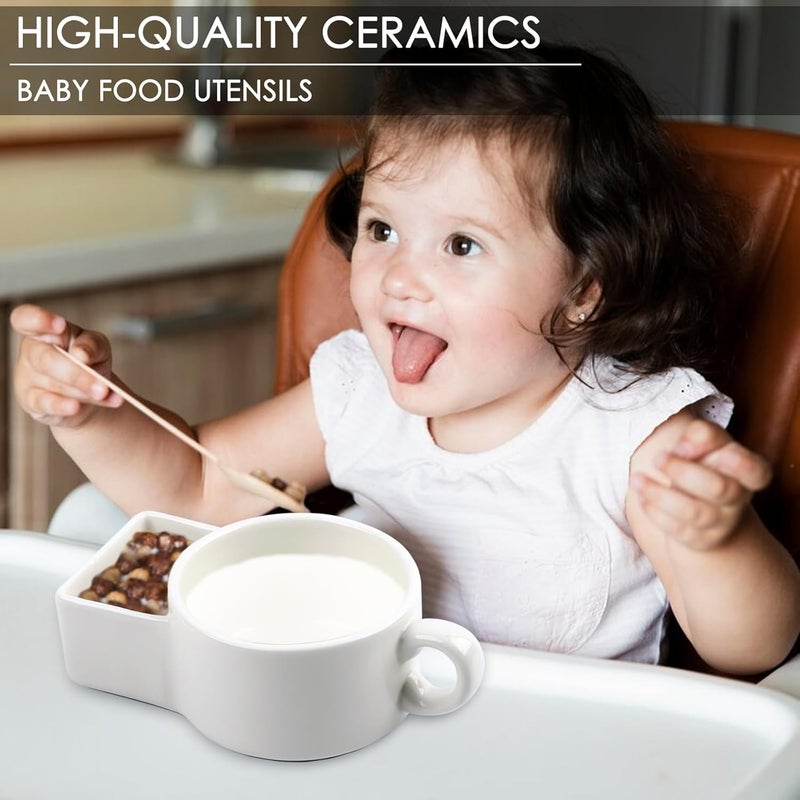 KAYCROWN KAYCROWN 2 Pack Ceramic Soup and Cracker Mug or Cereal Bowl AntiSoggy Cereal Bowl Microwave Safe Soup and SideCracker Bowls Sets for Breakfast Chip Veggies Dip Bowls for Parties - Image 4