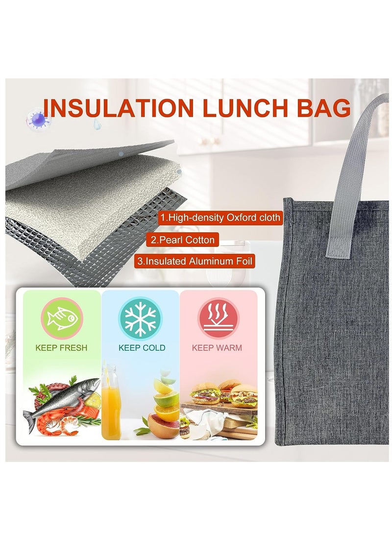 HaHaHai Lunch Bag, Insulated Lunch Bag for Women Men Kids, Reusable Insulated Lunch Bag, Leakproof Simple Bento Lunch Tote, Lunch Bag Insulated, for Work, School, Picnic or Travel (Grey)  - Image 4