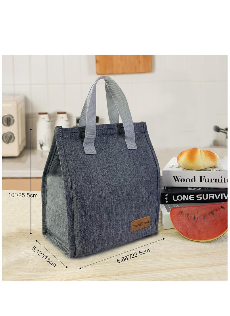HaHaHai Lunch Bag, Insulated Lunch Bag for Women Men Kids, Reusable Insulated Lunch Bag, Leakproof Simple Bento Lunch Tote, Lunch Bag Insulated, for Work, School, Picnic or Travel (Grey)  - Image 2