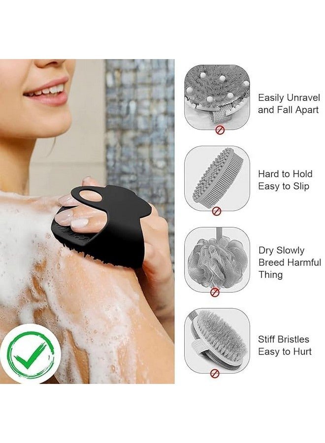 SGABANI Silicone Body Scrubber | Silicon bathing brush Silicone Body Brush | Dry Brush Body Exfoliating Brush Gentle Exfoliating for Women,Men and Babies with Sensitive Skin(BLACK) - Image 4