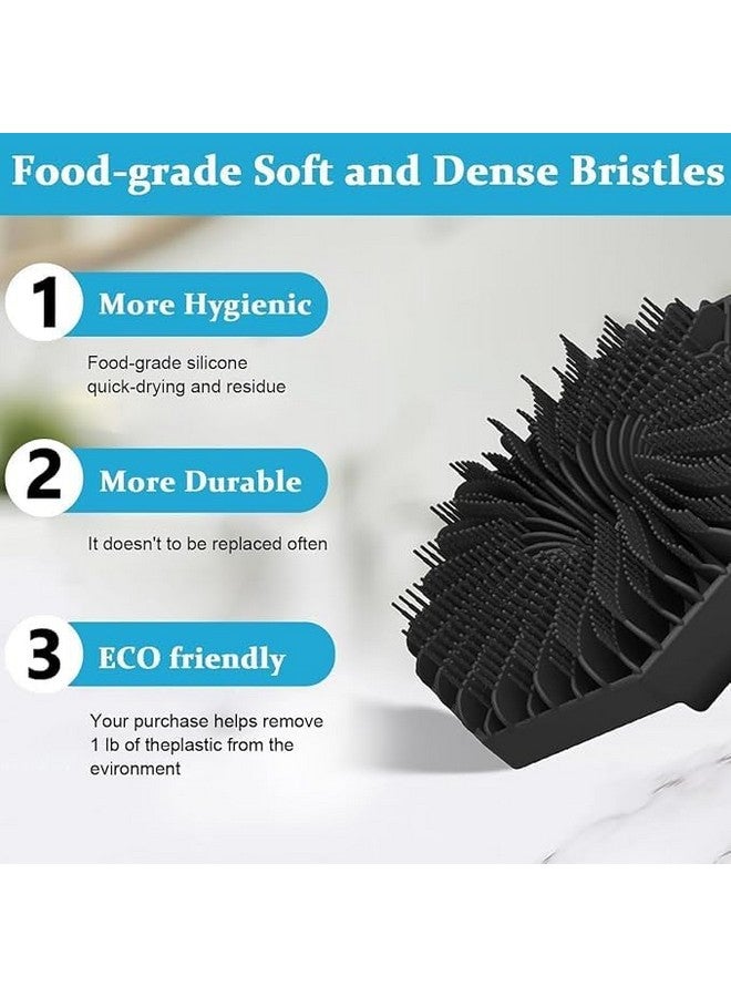 SGABANI Silicone Body Scrubber | Silicon bathing brush Silicone Body Brush | Dry Brush Body Exfoliating Brush Gentle Exfoliating for Women,Men and Babies with Sensitive Skin(BLACK) - Image 3