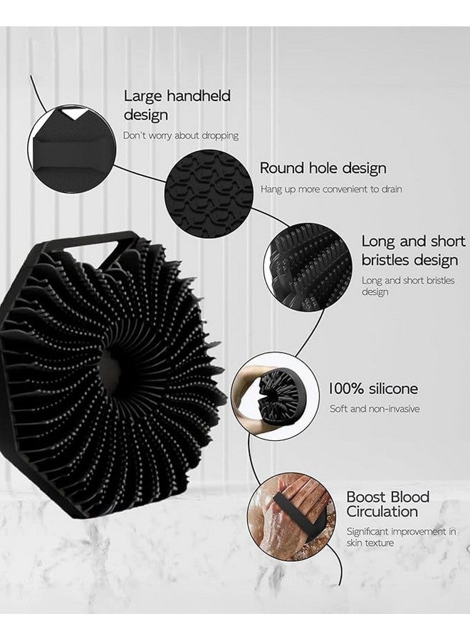 SGABANI Silicone Body Scrubber | Silicon bathing brush Silicone Body Brush | Dry Brush Body Exfoliating Brush Gentle Exfoliating for Women,Men and Babies with Sensitive Skin(BLACK) - Image 2