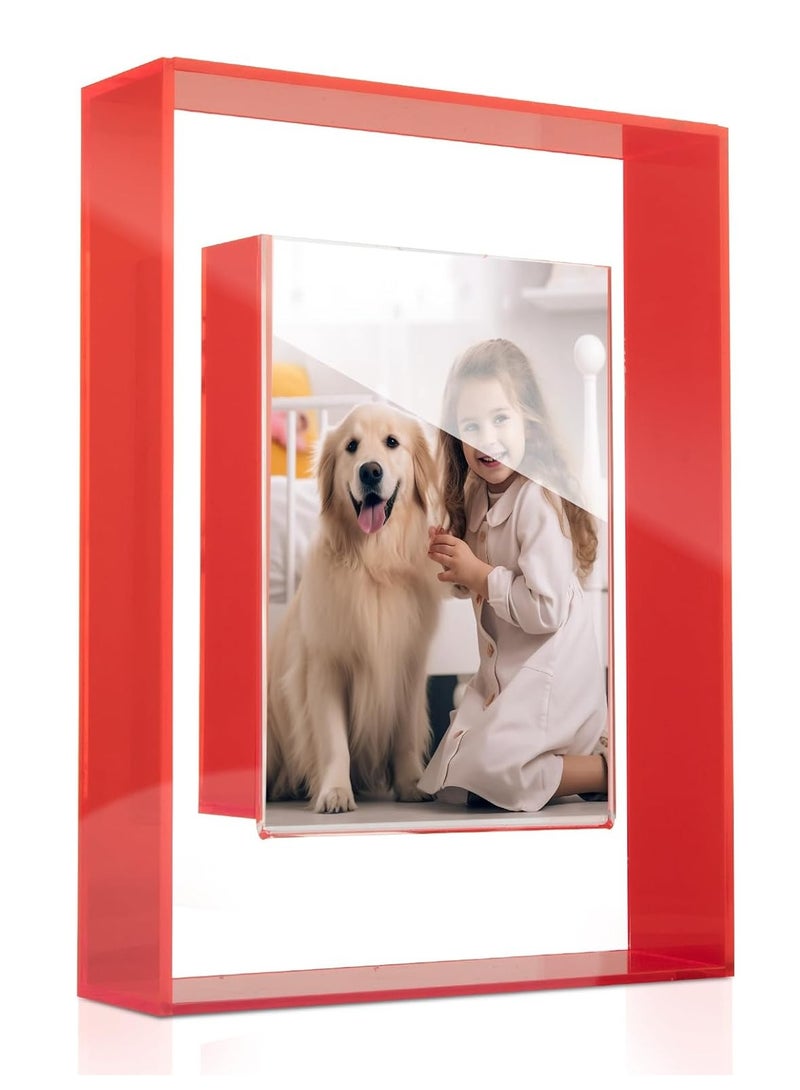 KASTWAVE إطارات صور ملونة، إطارات صور معلقة على الحائط، إطار صورة أكريليك شفاف، زينة طاولة يجب صنعها بنفسك، إطار ملصق للصور، حامل لوحة رسائل صور بحجم 3.5×5''، إطار صور بورتريه، أحمر - Image 1