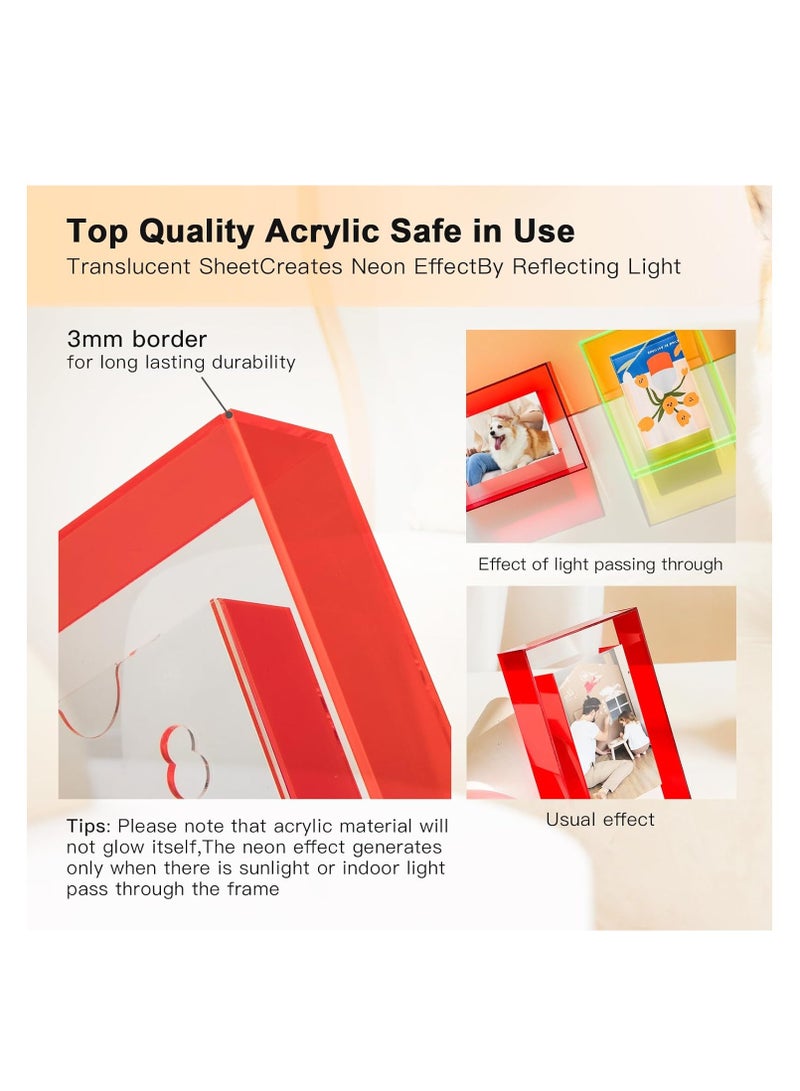 KASTWAVE إطارات صور ملونة، إطارات صور معلقة على الحائط، إطار صورة أكريليك شفاف، زينة طاولة يجب صنعها بنفسك، إطار ملصق للصور، حامل لوحة رسائل صور بحجم 3.5×5''، إطار صور بورتريه، أحمر - Image 3