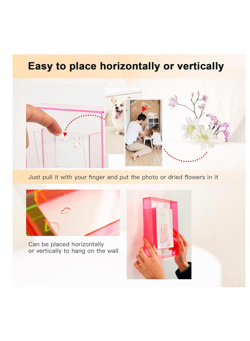 KASTWAVE إطارات صور ملونة، إطارات صور معلقة على الحائط، إطار صورة أكريليك شفاف، زينة طاولة يجب صنعها بنفسك، إطار ملصق للصور، حامل لوحة رسائل صور بحجم 3.5×5''، إطار صور بورتريه، أحمر - Image 4