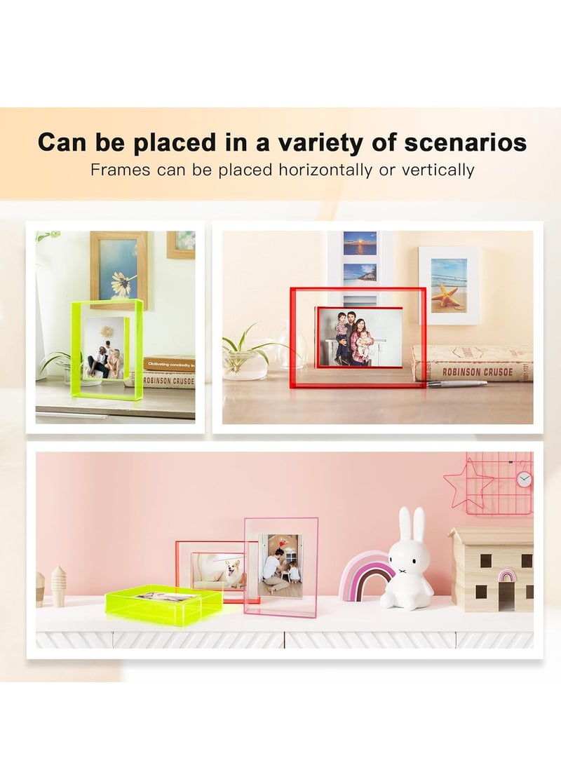 KASTWAVE إطارات صور ملونة، إطارات صور معلقة على الحائط، إطار صورة أكريليك شفاف، زينة طاولة يجب صنعها بنفسك، إطار ملصق للصور، حامل لوحة رسائل صور بحجم 3.5×5''، إطار صور بورتريه، أحمر - Image 5