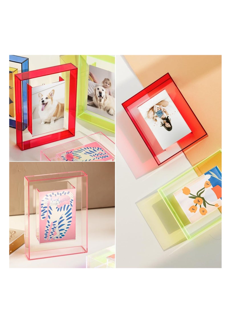 KASTWAVE إطارات صور ملونة، إطارات صور معلقة على الحائط، إطار صورة أكريليك شفاف، زينة طاولة يجب صنعها بنفسك، إطار ملصق للصور، حامل لوحة رسائل صور بحجم 3.5×5''، إطار صور بورتريه، أحمر - Image 2