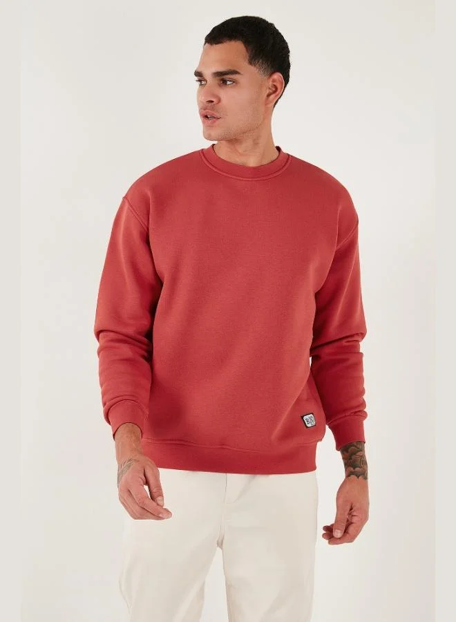 بوراتي سويت شيرت رجالي قطن مبطن بفرو ناعم بياقة دائرية بقصة عادية من بوراتي