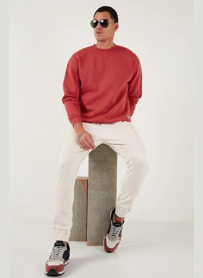 بوراتي سويت شيرت رجالي قطن مبطن بفرو ناعم بياقة دائرية بقصة عادية من بوراتي