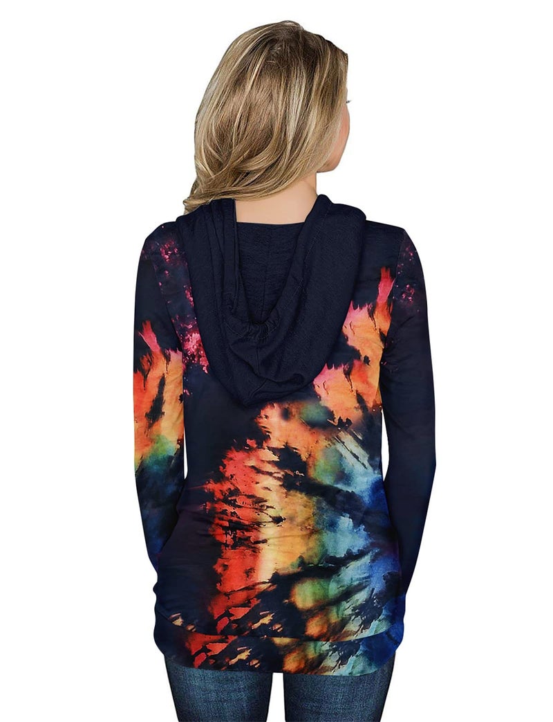 onlypuff Hoodies for Women Tie Dye Trendy Sweatshirts Cute Teen Girls Hoodies Long Sleeve Tops Blouse Ladies Fashion Fall Top S - Image 3