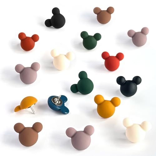 KEYDUACU 24 Pcs Cute Push pins,Colorful Decorative thumbtacks,Mouse Push pins,for Cork Board,Office or Home (24 Pcs- Velvet) - Image 1