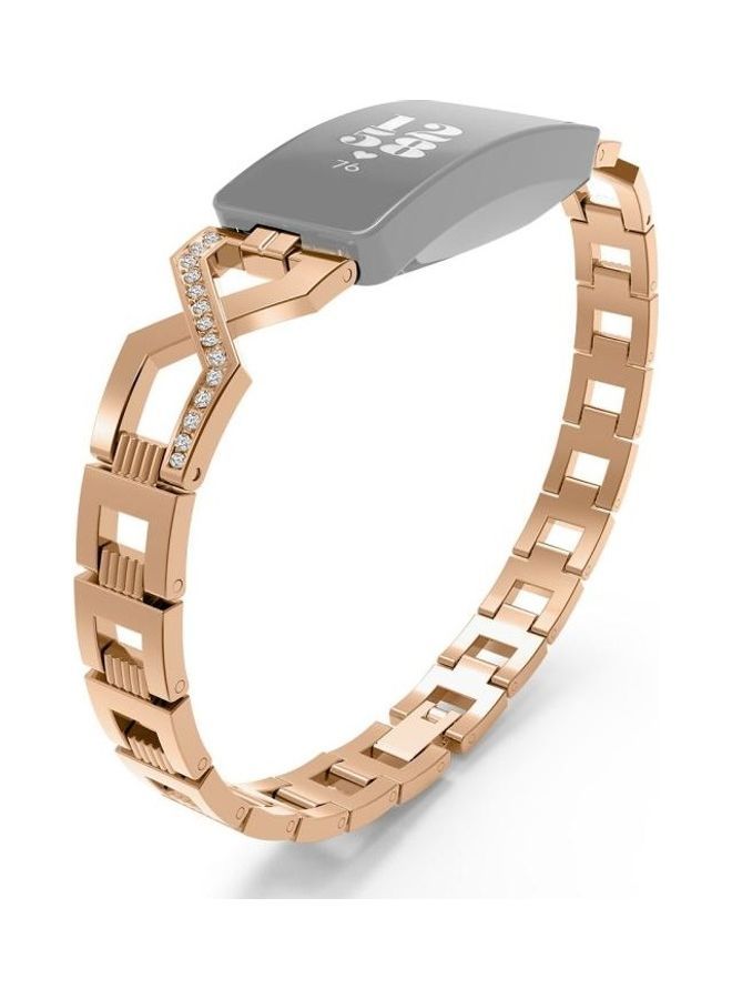 NIBEMINENT Metal Cross Chain A Type Replacement Wrist Strap For Fitbit Inspire / HR Rose Gold - Image 1