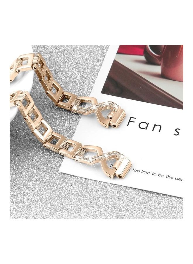 NIBEMINENT Metal Cross Chain A Type Replacement Wrist Strap For Fitbit Inspire / HR Rose Gold - Image 4