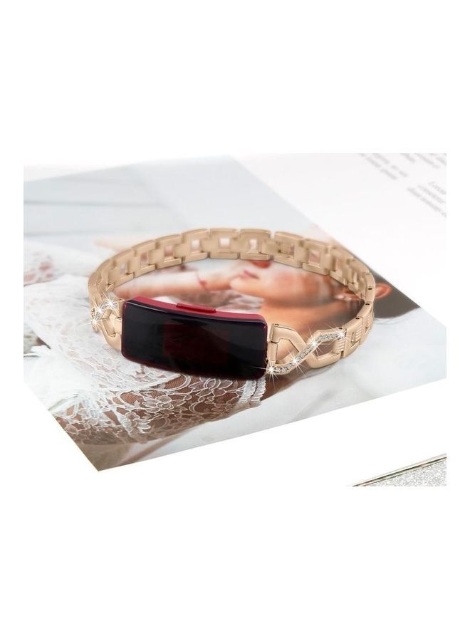 NIBEMINENT Metal Cross Chain A Type Replacement Wrist Strap For Fitbit Inspire / HR Rose Gold - Image 5