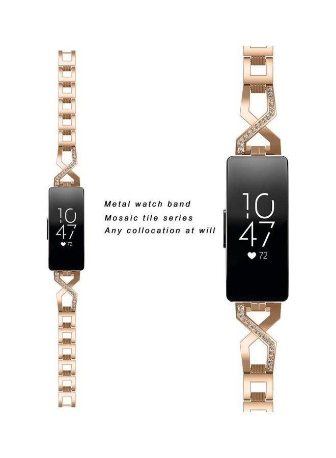 NIBEMINENT Metal Cross Chain A Type Replacement Wrist Strap For Fitbit Inspire / HR Rose Gold - Image 3