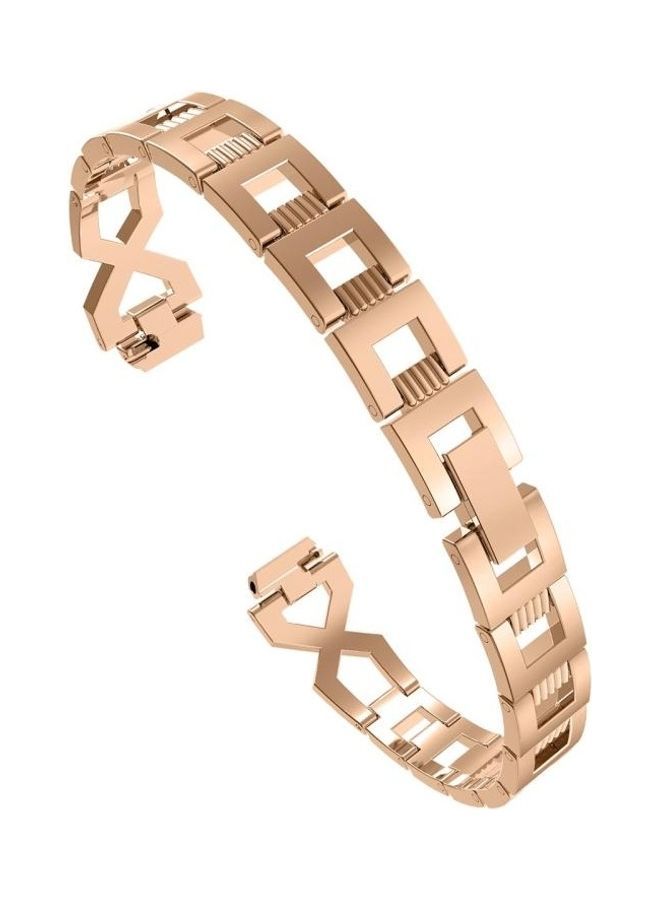 NIBEMINENT Metal Cross Chain A Type Replacement Wrist Strap For Fitbit Inspire / HR Rose Gold - Image 2