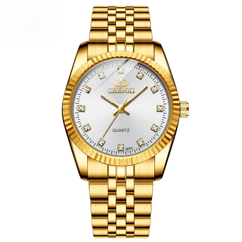 Unisex Gold Business Waterproof Watches Men's All-Gold White Noodles  - Image 1