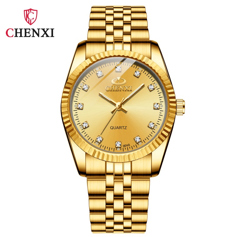 Unisex Gold Business Waterproof Watches Men's All-Gold White Noodles  - Image 3