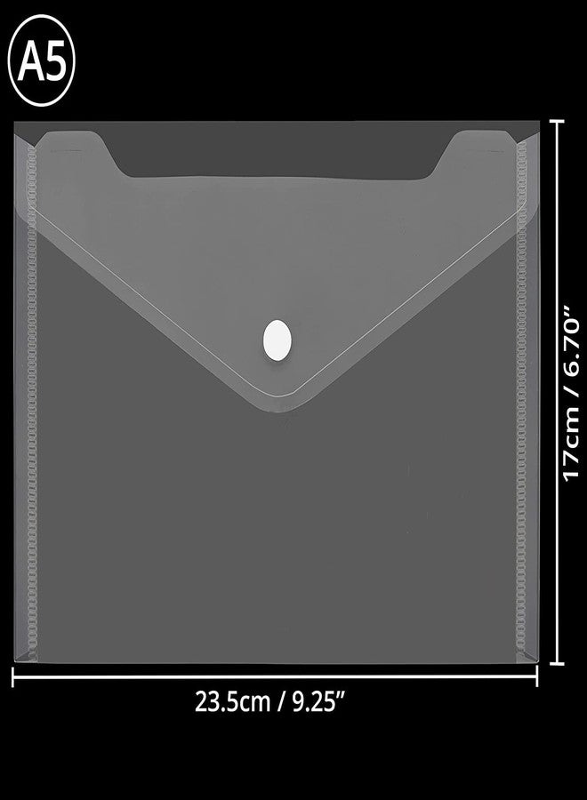Shining Zon Envelope Design File Folder Clear Holder Storage Case for Paper Document Bag PassBook, Cheque Book Snap Button Folder Clear Plastic Container for A5 Papers Stationery - Pack of 10 - Image 2