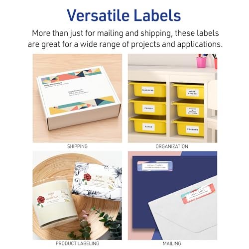Avery Printable Shipping Labels with Sure Feed, 2" x 4" Customizable Stickers, White, 2,500 Blank Mailing Labels, Great for Mailing, Shipping, and More (5963) - Image 4